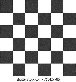 Black and white checkered stippling background.