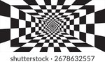Black and White Checkered Tunnel Illusion Perspective