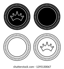 Black and White Checkers Board Game Pieces Vector Illustration Icon