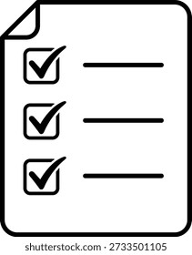 Lista de verificación en blanco y negro con tres tareas completadas sobre un fondo blanco para hacer lista de tareas