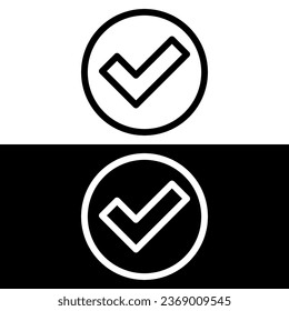 icono de marca de verificación en blanco y negro