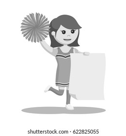 black and white cheer leader with empty sheet black and white style