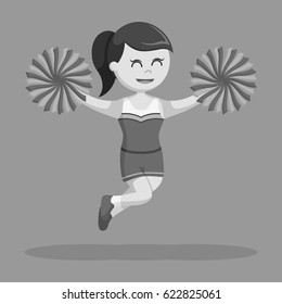 black and white cheer leader jumping illustration design black and white style