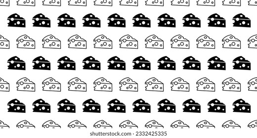 black white cheese seamless pattern