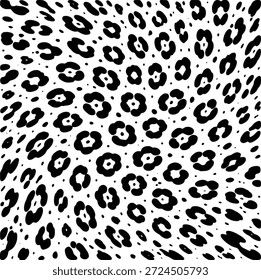 Black and White Cheetah Vector Set with Hand Drawn Wavy Spotted Lines