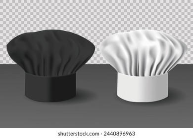 black  white chef hat in realistic vector