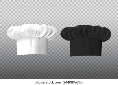 black  white chef hat in realistic vector