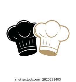 Black and white chef hats graphic icon illustration with culinary