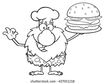 Black White Chef Male Caveman Cartoon Stock Vector (Royalty Free ...