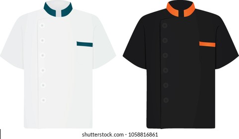 Black And White Chef Shirt. Cook Uniform. Vector Illustration