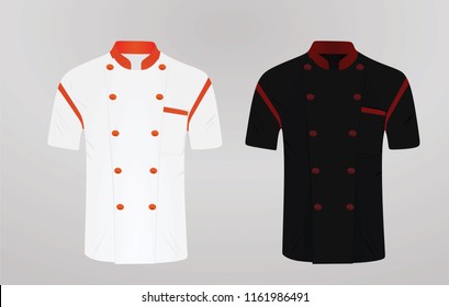 Black And White Chef Shirt. Cook Uniform. Vector Illustration