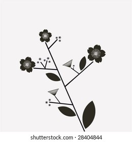 black and white cherry blossom