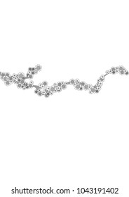 Black and white cherry blossom branch isolated on white. Outlines. Coloring book