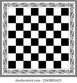 black and white chess board with beautiful ornament