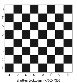 Black and white chess board. Empty chess board isolated on white background. Vector illustration