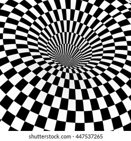 black white chess board hole / optic illusion / vector illustration