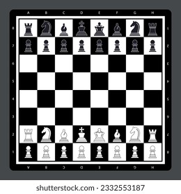 black and white chess board set simulation