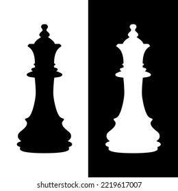 Black and white chess figure silhouette.Black and white chess figure queen silhouette