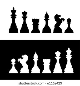 Black And White Chess Figure Silhouettes.