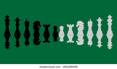 Black and white chess figures, vector illustration.