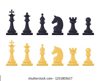 Black and White Chess Game Figures. Vector