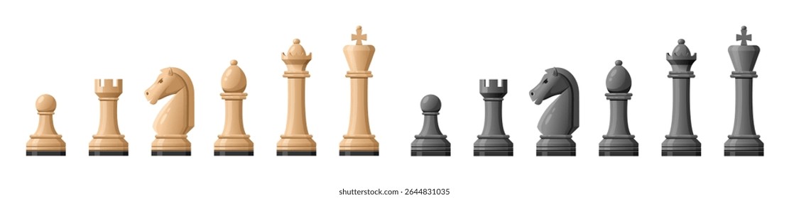Black and white chess game pieces