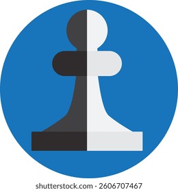 Black and white chess graphics convey strategic planning and competition.