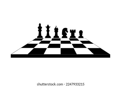 Black and white chess icon illustration, logo vector. isolated on white background.