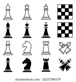 Black and White Chess Icons Collection