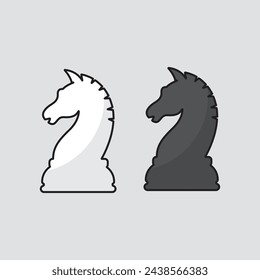 black and white chess Knights icons