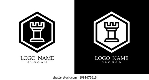 black and white chess logo vector