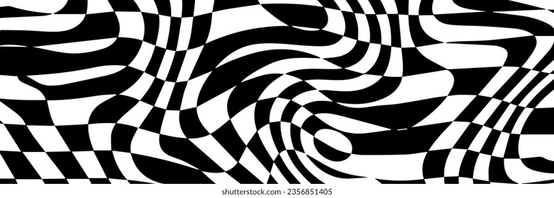 black and white chess pattern background. wavy background