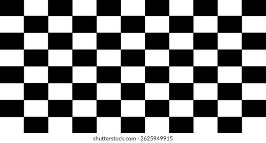 Black and white chess pattern. Checkerboard seamless vector illustration. Abstract checkered checkerboard for game. Grid geometric rectangle shape. Race flag. Retro mosaic floor.