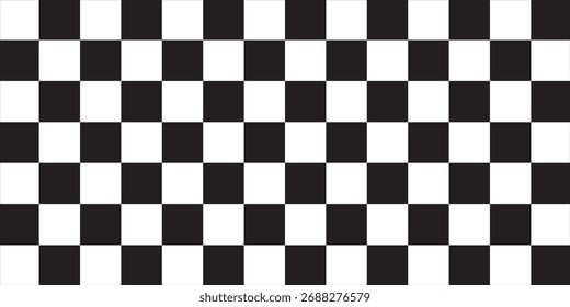 Patrón de ajedrez en blanco y negro. Ilustración vectorial sin fisuras de tablero de ajedrez. Abstractas tablero de ajedrez a cuadros para el juego. Forma cuadrada geométrica de la rejilla. Bandera de la raza. 