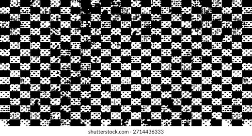 Black and white chess pattern. Checkerboard seamless vector illustration. Abstract checkered checkerboard for game. Grid geometric rectangle shape. Race flag. Retro mosaic floor.