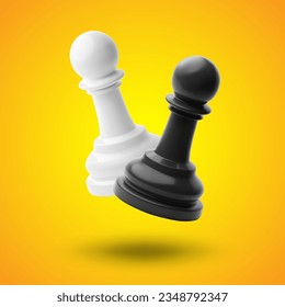 Black and white chess pawn on orange background. EPS10 vector