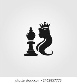 black and white chess pieces abstract logo design