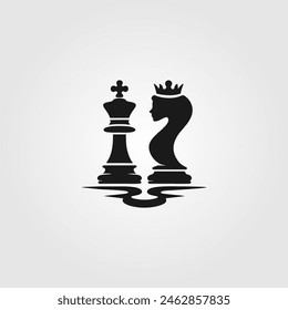 black and white chess pieces abstract logo design