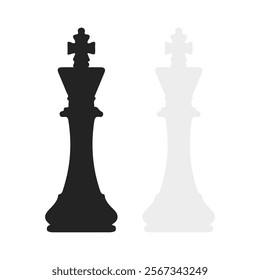 Black and white chess pieces, chess king. Vector simple color flat illustration.