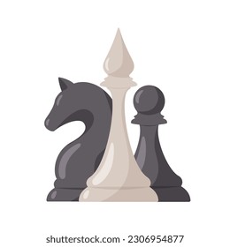black and white chess pieces vector illustration 