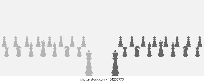 Black and white chess pieces. Vector illustration