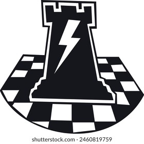 A Black White Chess Rook Vector Graphic 