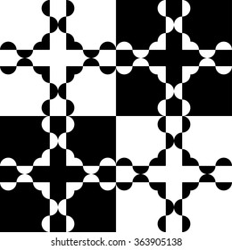  black and white chess seamless pattern of semi circles