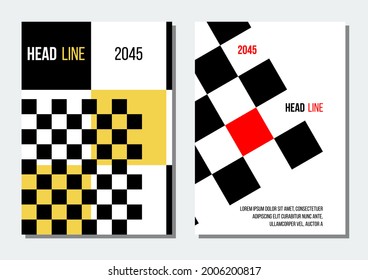 black white chessboard abstract geometrical cover, business report or corporate strategy template