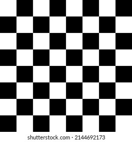 Black and white chessboard pattern with checkers vector illustration. Abstract sport race flag with mosaic square tiles, checkerboard repeat texture for chess game, seamless geometry background