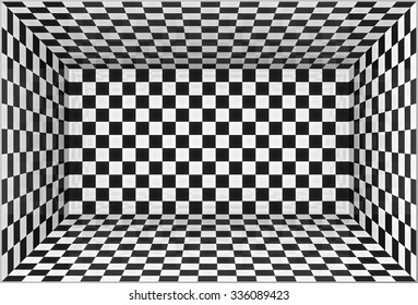 Black and white chessboard walls vector room background