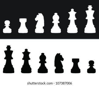 Black and white chessmen 2-vector