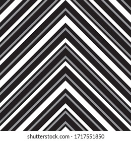 Black and white Chevron diagonal striped seamless pattern background suitable for fashion textiles, graphics