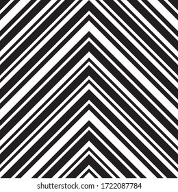 Black and white Chevron diagonal striped seamless pattern background suitable for fashion textiles, graphics