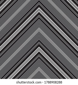 Black and white Chevron diagonal striped seamless pattern background suitable for fashion textiles, graphics